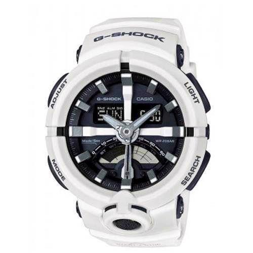 Image of Casio G-Shock hvid / sort resin med stål quartz multifunktion (5478) Herre ur, model GA-500-7AER